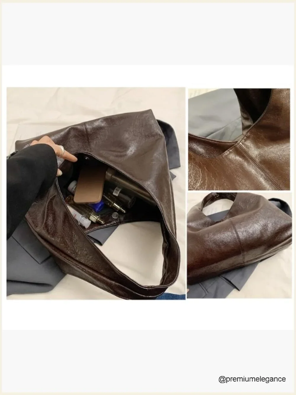 Large Slouchy Hobo Work Tote Bag Faux Leather Shoulder Bag
